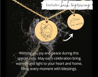 Engraved Hebrew Initial Mem Coin Necklace • Personalized Judaica Charm