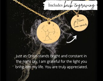 Op maat gegraveerde ketting met sterrenbeeld Orion • Gepersonaliseerde sterrenkaartsieraden