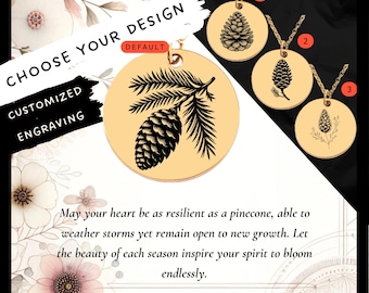 Custom Engraved Pinecone Necklace • Personalized Coin Charm