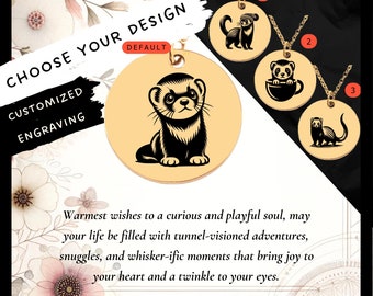 Custom Engraved Ferret Necklace • Stainless Steel Coin Pendant