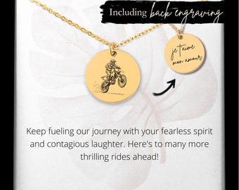 Engraved Dirt Bike Necklace • Personalized Motorcycle Charm