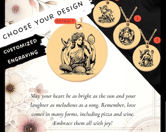 Custom Engraved Aphrodite Necklace • Stainless Steel Venus Charm