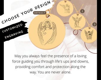 Anpassat graverat skyddsängelhalsband • Myntberlock i rostfritt stål