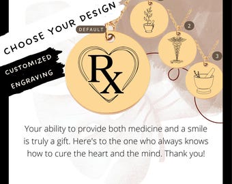 Op maat gegraveerde apothekersketting • Rx-muntbedel, afstudeercadeau