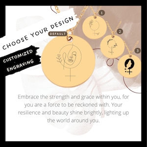 Custom Female Symbol Necklace • Engraved Feminist Coin Charm • Gift for Her • Engraved Venus Symbol Pendant • Feminism Coin Necklace•