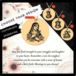 Custom Saint Rita Necklace • Engraved Saint Rita Coin Charm • Catholic Gift • Engraved Saint Rita Pendant • Religious Necklace •