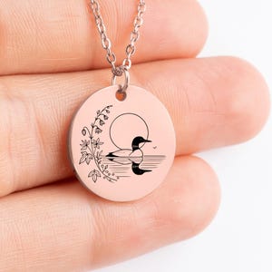 Halskette mit Gravur Loon • Personalisierter Münzanhänger, Geschenk für Loon-Liebhaber Bild 7