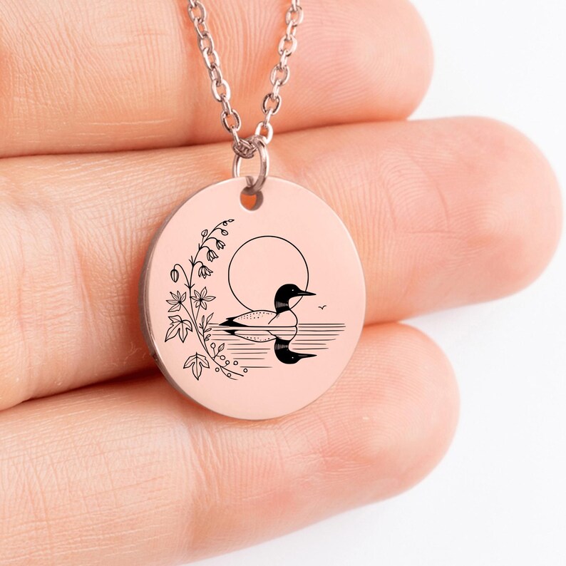 Halskette mit Gravur Loon • Personalisierter Münzanhänger, Geschenk für Loon-Liebhaber Bild 7