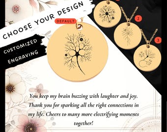 Custom Engraved Neuron Necklace • Science Jewelry, STEM Gift