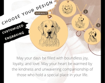 Custom Engraved Golden Retriever Necklace • Stainless Steel Dog Coin Pendant