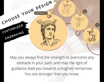 Custom Engraved Hermes God Coin Necklace • Greek Mythology Gift