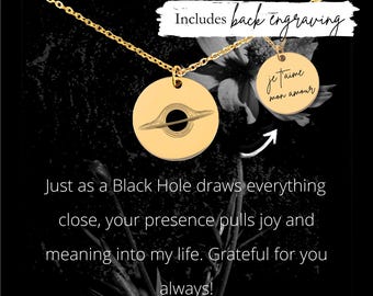 Custom Engraved Black Hole Necklace • Personalized Astronomy Gift