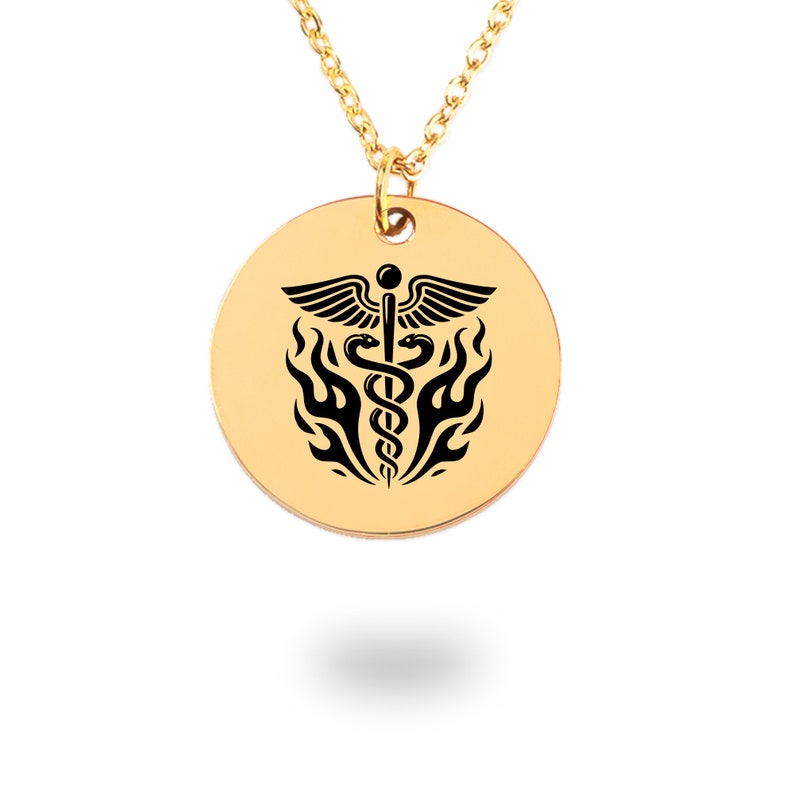 Custom Caduceus Necklace Medical Coin Charm Medical Jewel Gift Caduceus ...