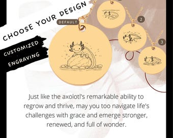 Custom Engraved Axolotl Coin Necklace • Stainless Steel Pendant