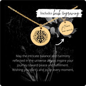Custom Sri Yantra Necklace • Engraved Sacred Geometry Coin Charm • Meditation Lover Gift •Personalized Mandala Yantra Pendant •Hindu Jewelry