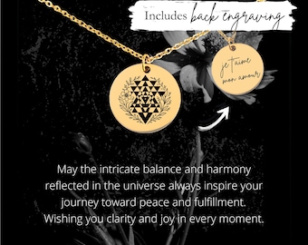 Custom Engraved Sri Yantra Necklace • Sacred Geometry Pendant
