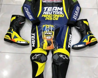 Traje de motociclismo de cuero blindado personalizado CE / Botas y guantes