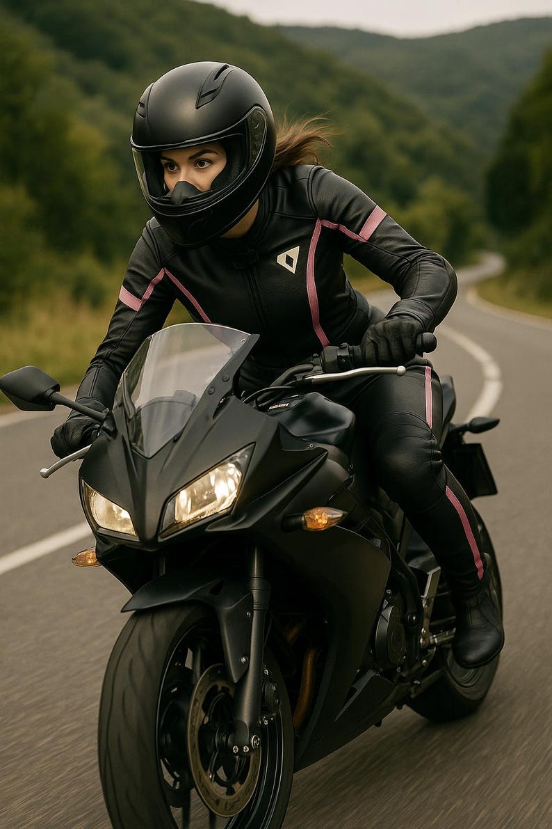 Women's Pink & Black Leather Motorcycle Suit | Custom Fit Racing Gear image 8