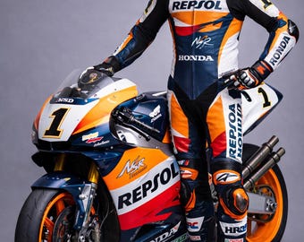 Traje de motociclista de cuero de una pieza personalizado