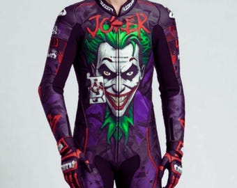 Traje de motociclista de cuero estilo cómic personalizado / Equipamiento de motociclista de pista personalizado