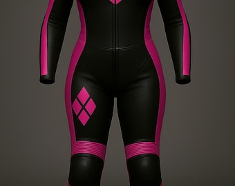 Women's Pink & Black Leather Motorcycle Suit | CE Armored Biker Gear