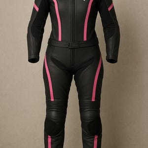 Women's Pink & Black Leather Motorcycle Suit | Custom Fit Racing Gear image 6