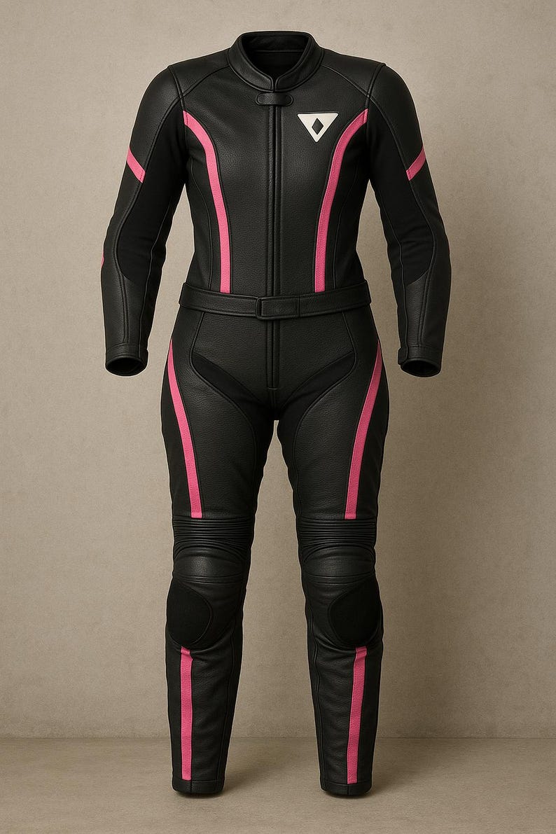 Women's Pink & Black Leather Motorcycle Suit | Custom Fit Racing Gear image 6