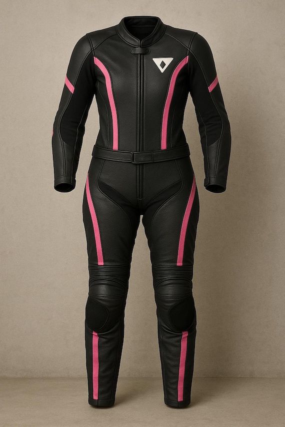 Women's Pink & Black Leather Motorcycle Suit | Custom Fit Racing Gear