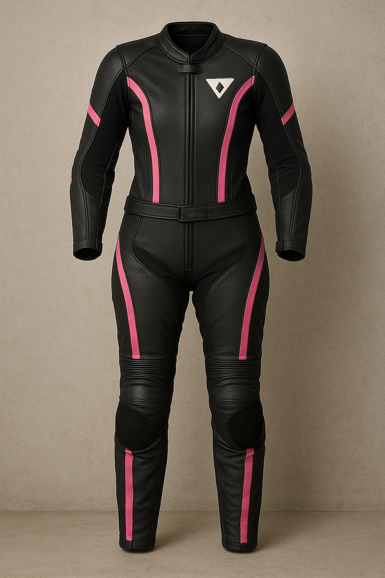 Women's Pink & Black Leather Motorcycle Suit | Custom Fit Racing Gear image 1