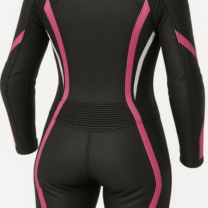 Women's Pink & Black Leather Motorcycle Suit | Custom Fit Racing Gear image 2