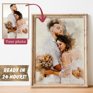 Personalized couple watercolor portrait, Painting from photo, Digital watercolor, Anniversary gift, Couple gift, Engagement illustration