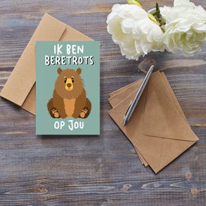 Kaart Beretrots | Wenskaart | Ik ben trots | Ik ben beretrots | Grappige wenskaart | A7 Wenskaart | Trots | Beer | Schattige wenskaart