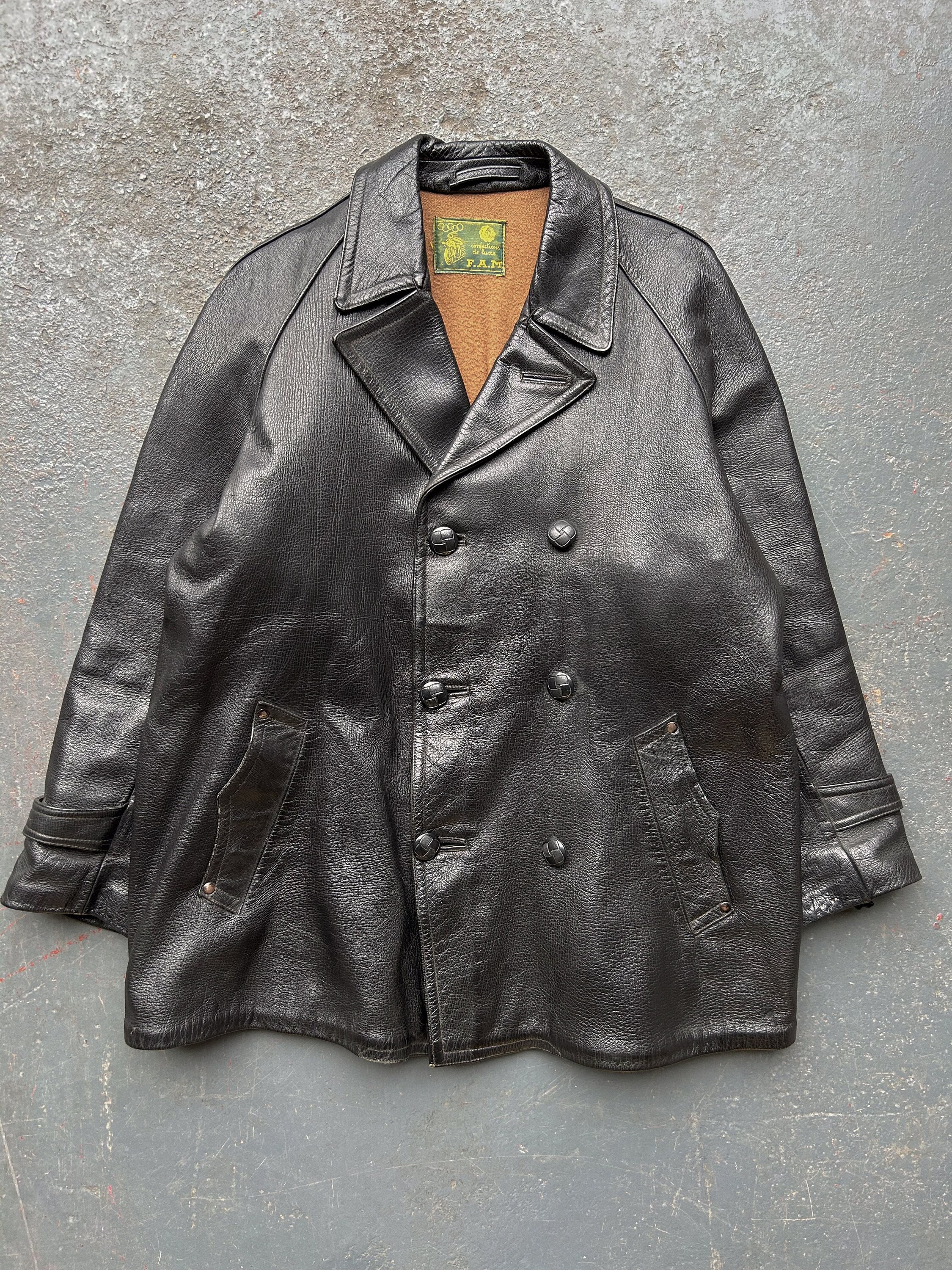 Real Vintage Search Engine F.a.m Italian Leather Motorcycle Jacket 1940S Vintage $396.92 AT vintagedancer.com