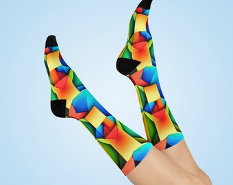 Color Block socks, Socks with designs, socks with patterns, Cushioned Crew Socks