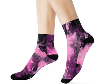 Black and Purple Socks, socks with designs, socks with colors, Crew Socks