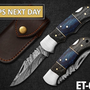Damascus Pocket Folding Knife, Custom Pocket Fold Knife, Groomsmen gifts, Wedding Gift, Authentic Damascus Steel Blade, Gift for him
