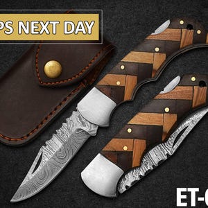 Damascus Pocket Folding Knife, Custom Pocket Fold Knife, Groomsmen gifts, Wedding Gift, Authentic Damascus Steel Blade, Gift for him