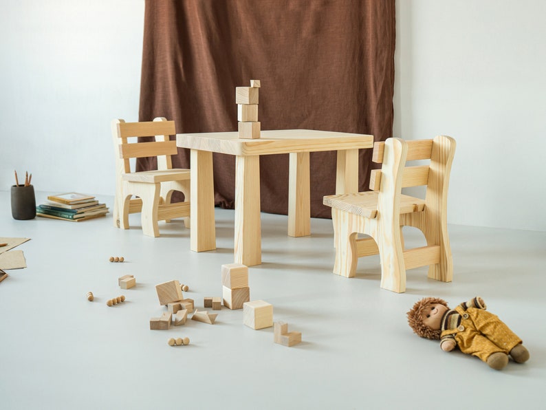 Kids table and chairs, Montessori furniture, Minimalist furniture for kids, Table and chair set for toddler, Wood table & chair for toddler image 7