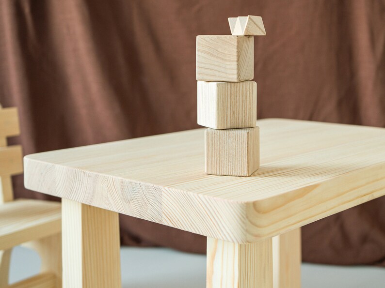 Ensemble de table et chaise Montessori, ensemble de table pour enfants avec chaise, table en bois pour enfants, ensemble de table en bois pour tout-petits, table d'enfants pour la récréation image 3