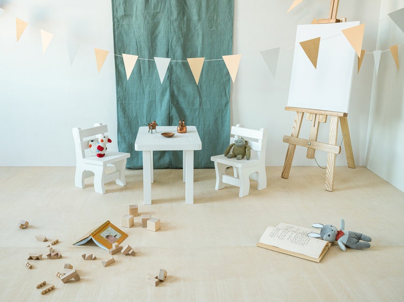 Ensemble de table et chaise Montessori, ensemble de table pour enfants avec chaise, table en bois pour enfants, ensemble de table en bois pour tout-petits, table d'enfants pour la récréation image 7