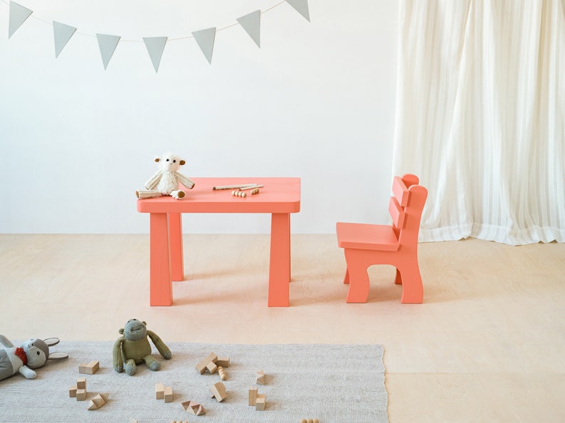 Ensemble de table et chaise Montessori, ensemble de table pour enfants avec chaise, table en bois pour enfants, ensemble de table en bois pour tout-petits, table d'enfants pour la récréation image 10