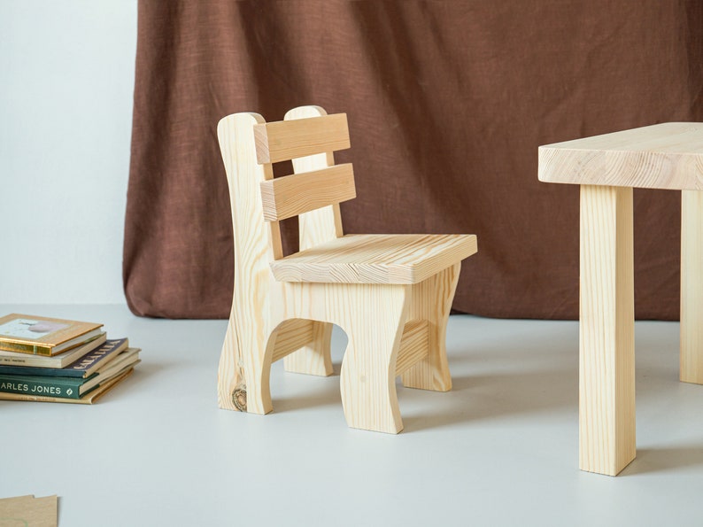 Kids table and chairs, Montessori furniture, Minimalist furniture for kids, Table and chair set for toddler, Wood table & chair for toddler image 4