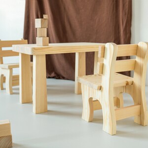 Ensemble de table et chaise Montessori, ensemble de table pour enfants avec chaise, table en bois pour enfants, ensemble de table en bois pour tout-petits, table d'enfants pour la récréation Natural