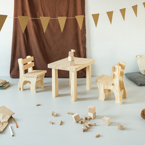 Ensemble de table et chaise Montessori, ensemble de table pour enfants avec chaise, table en bois pour enfants, ensemble de table en bois pour tout-petits, table d'enfants pour la récréation