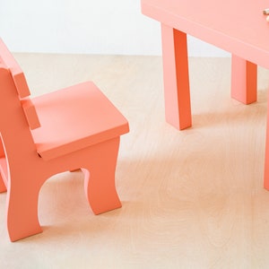 Ensemble de table et chaise Montessori, ensemble de table pour enfants avec chaise, table en bois pour enfants, ensemble de table en bois pour tout-petits, table d'enfants pour la récréation Salmon pink