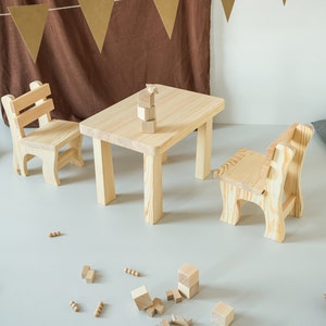 Kids table and chairs, Montessori furniture, Minimalist furniture for kids, Table and chair set for toddler, Wood table & chair for toddler zdjęcie 8