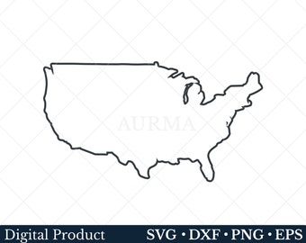 Amerikaanse kaart Svg, aangrenzende staten kaart Svg, overzicht Amerikaanse kaart Clipart, patriottische Svg, gesneden bestand, Svg-bestanden voor Cricut
