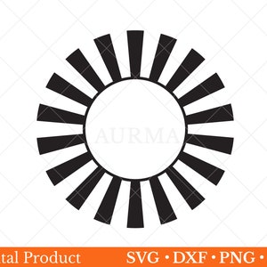 May include: Black and white sunburst design with a circle in the center. This design is perfect for creating a unique and stylish look for your projects.