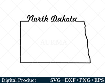 North Dakota State Svg, North Dakota Png, Outline North Dakota Map, Patriotic Svg, Cut File, US State Map, Svg files for Cricut