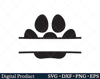 肉球モノグラムSVG、犬の肉球PNG、カットファイル